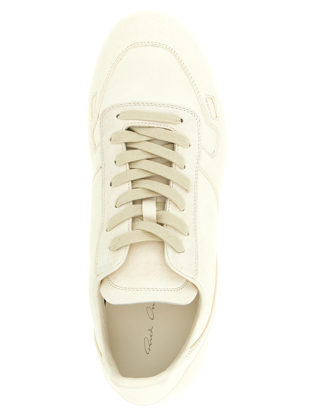 Rick Owens Lamb Leather Low-Top Sneakers in White
