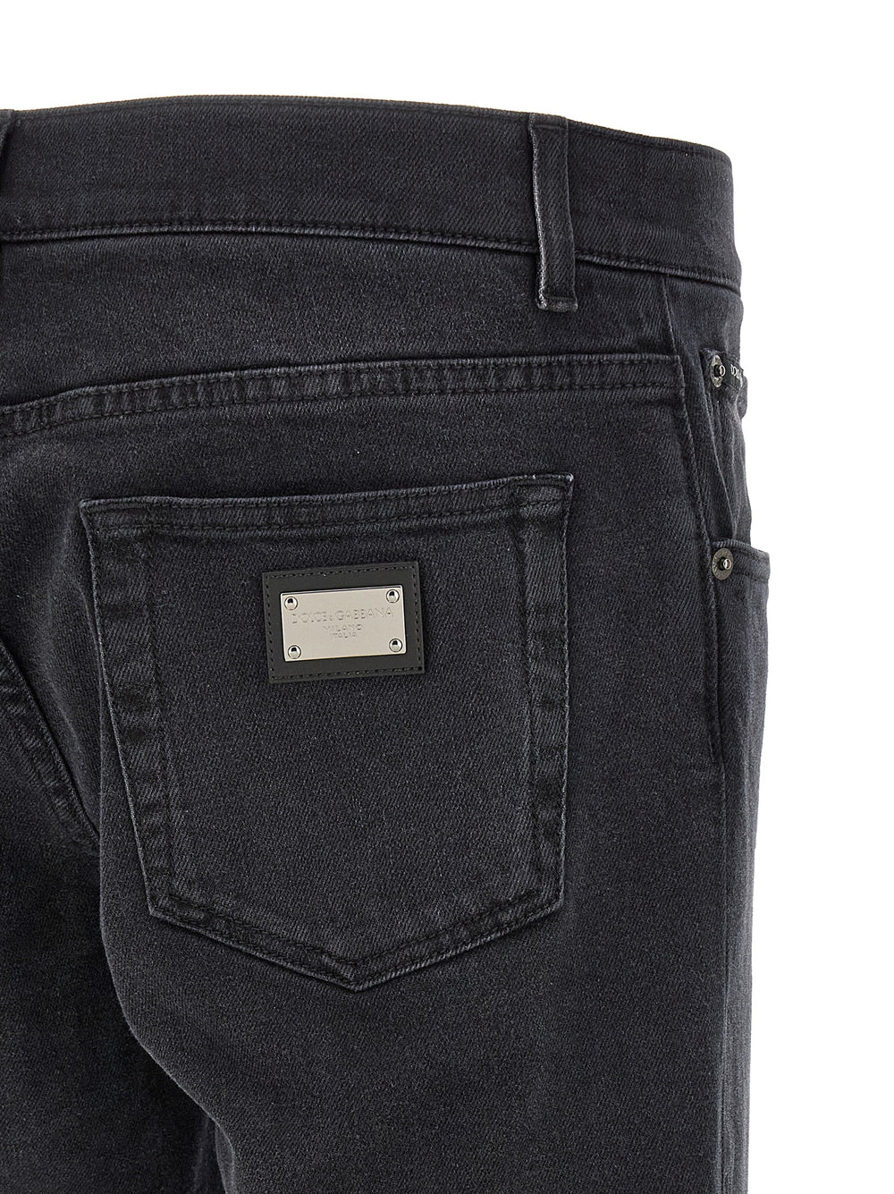 Black Cotton Straight-Leg Jeans