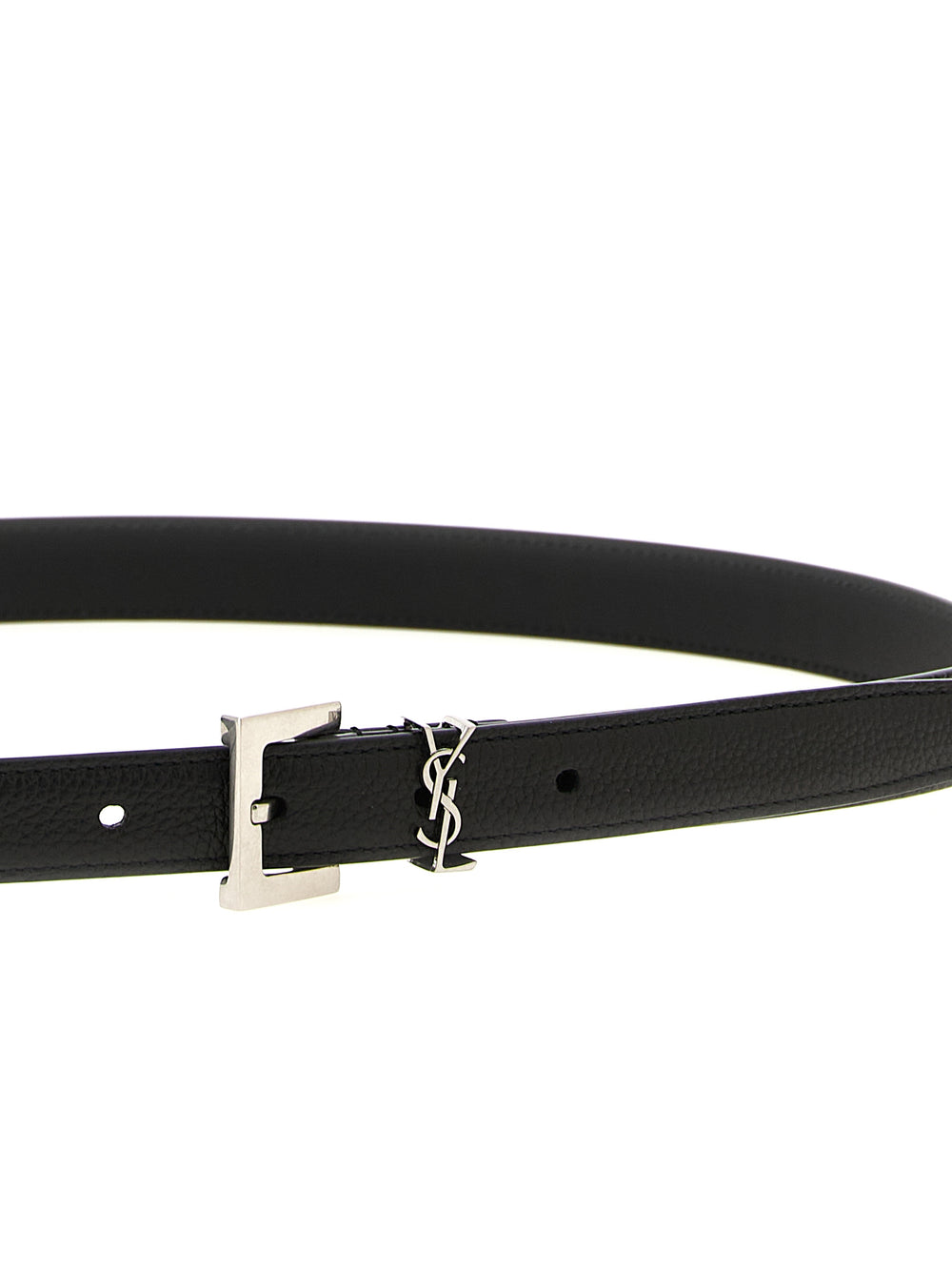 Saint Laurent Calfskin Leather Belt in Black