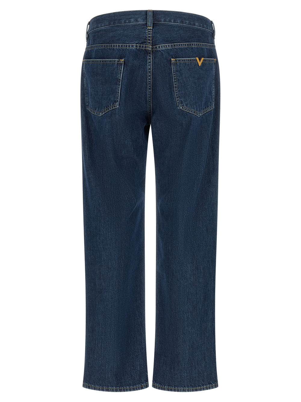 Blue Cotton Straight-Leg Jeans