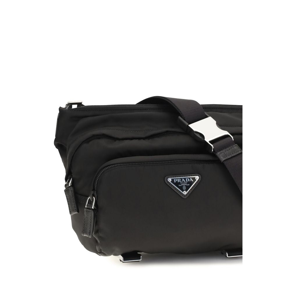 Prada Re-Nylon and Saffiano Shoulder Bag in Black