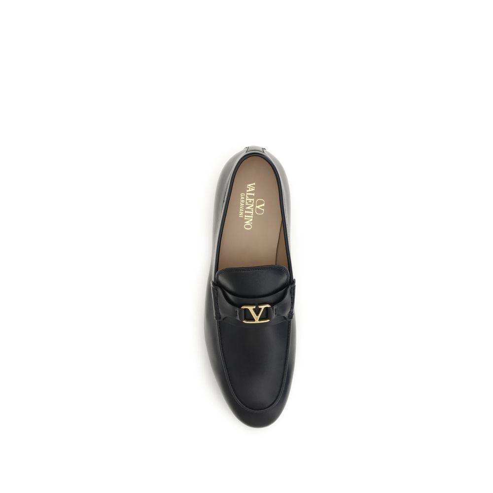 Valentino Garavani Calf Leather Slip-On Loafers in Black