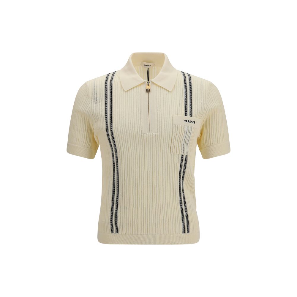 Versace Cotton Polo Shirt in Beige mens luxury fashion - Mens Edit