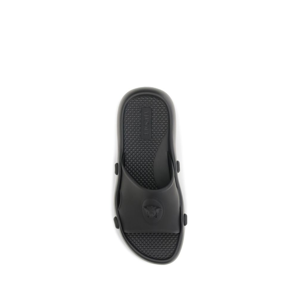 Versace Nettuno Rubber Sandals in Black