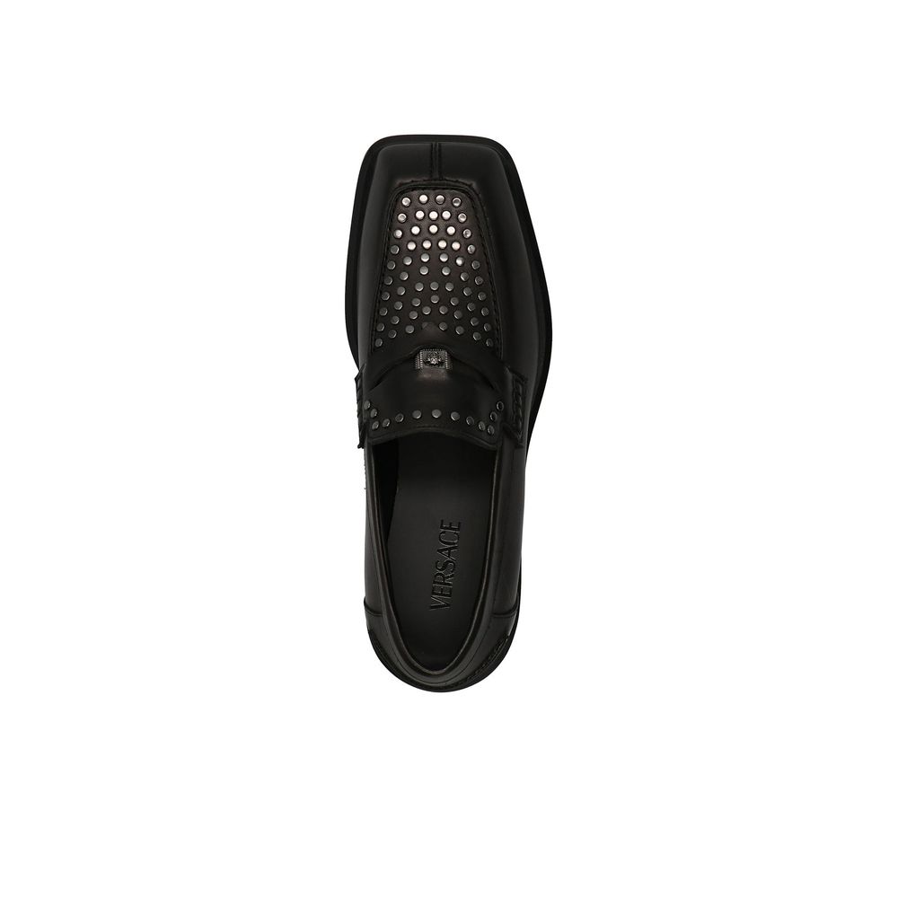 Versace Δερμάτινα Slip-On Loafers σε Μαύρο