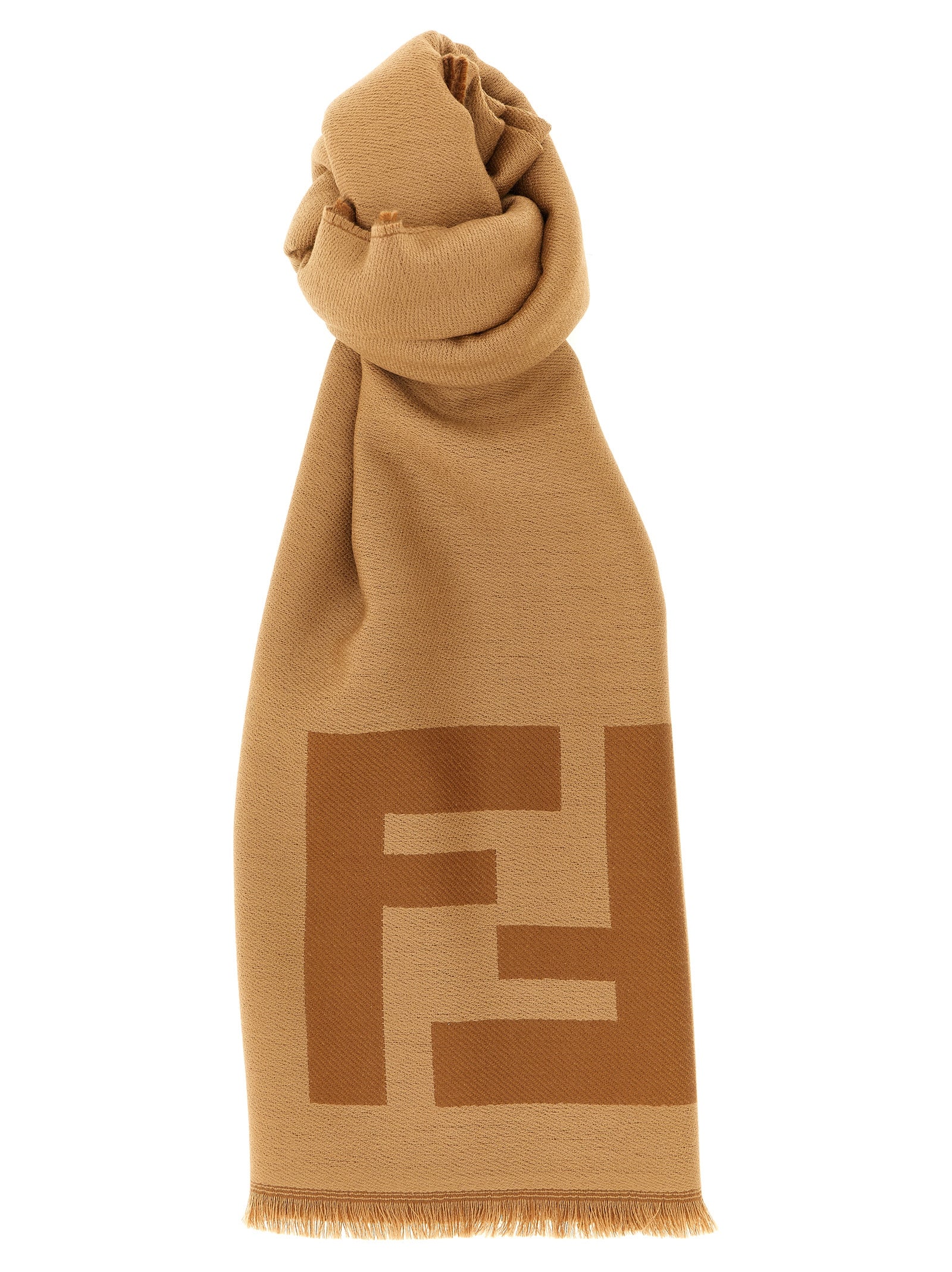 Fendi Φουλάρι από 100% Παρθένο Μαλλί σε Καφέ