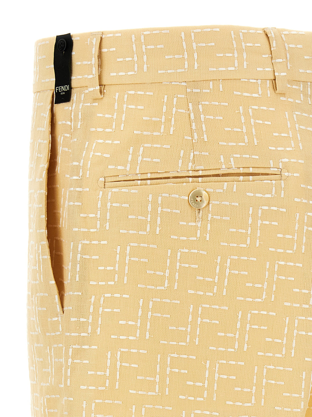 Bicolor Linen Bermuda Shorts
