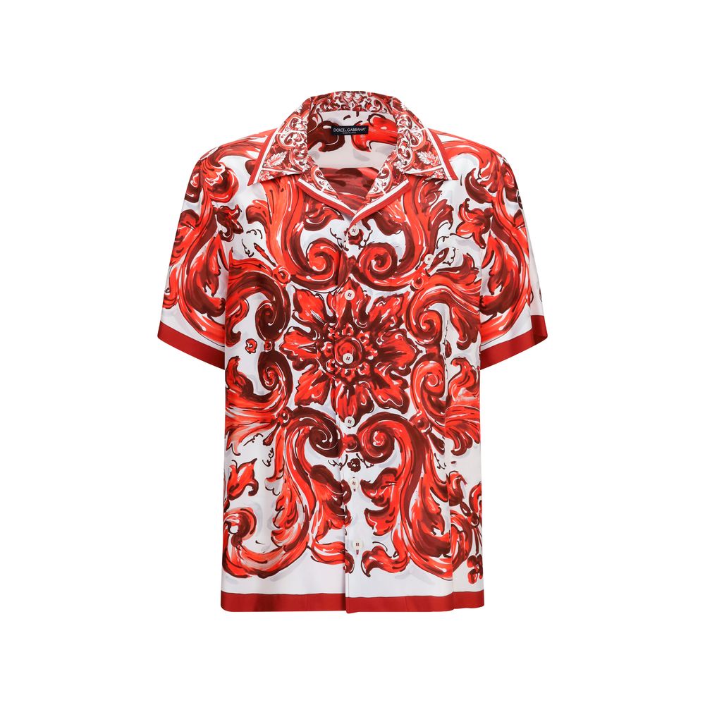Dolce & Gabbana 100% Silk Maiolica Print Shirt in Multicolor