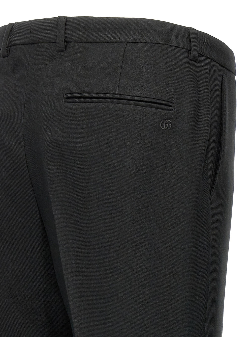 Black Polyester Casual Pants