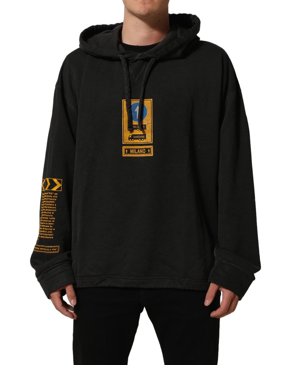 Dolce & Gabbana 100% Cotton Hooded Oversized Sweater in Black
