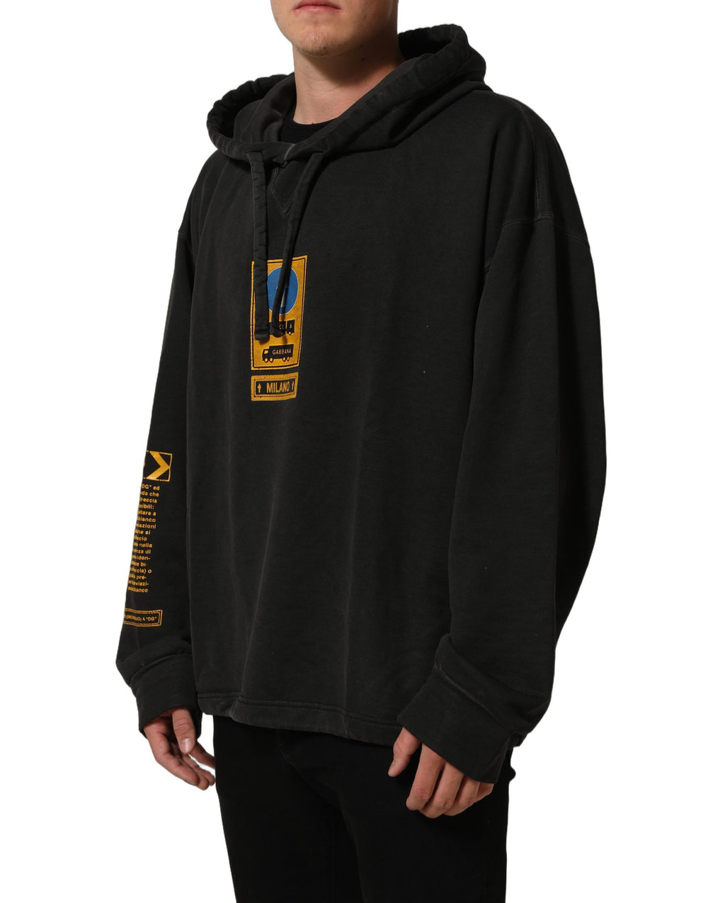 Dolce & Gabbana 100% Cotton Hooded Oversized Sweater in Black