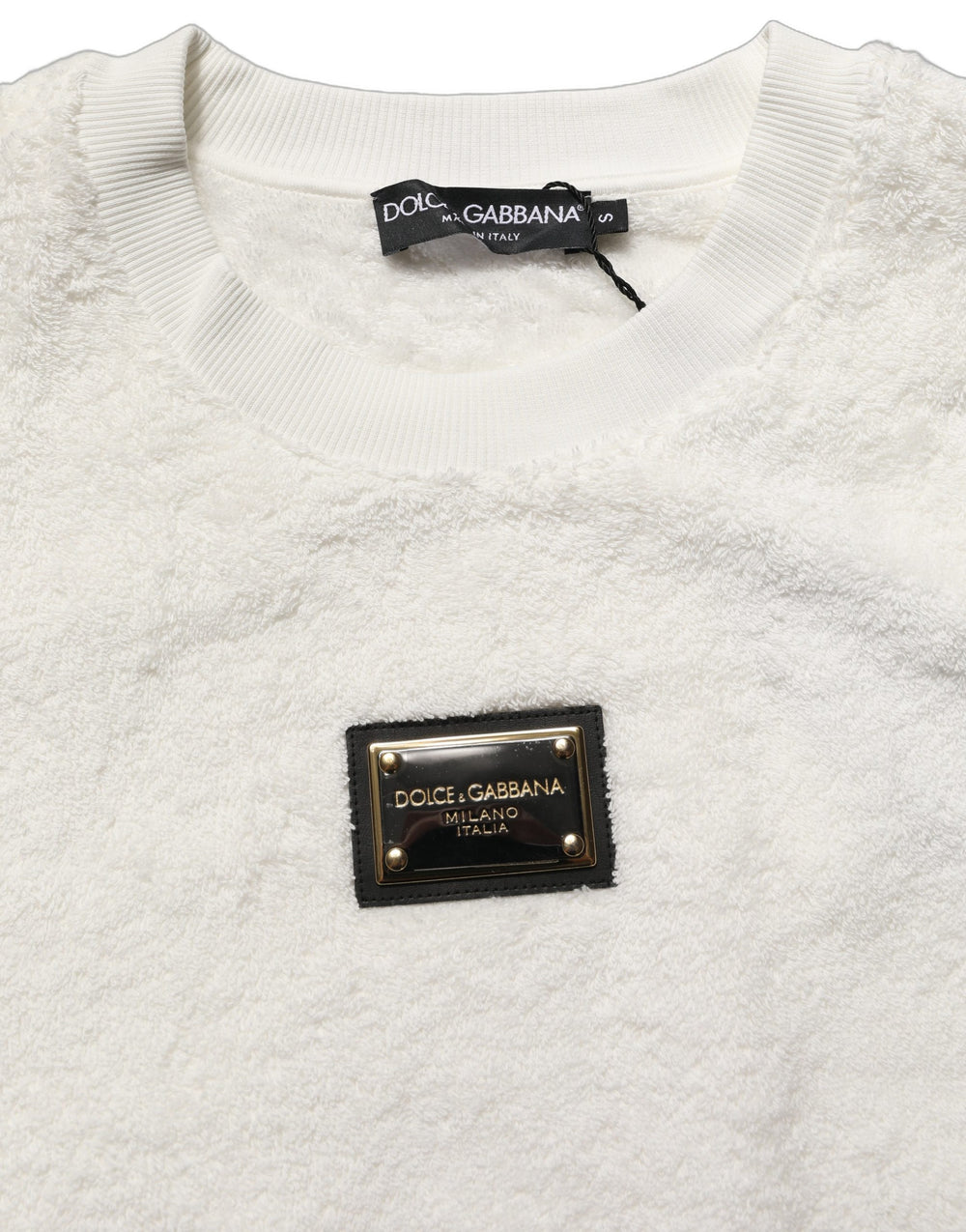 Dolce & Gabbana 100% Cotton Crew-Neck Sweatshirt in White