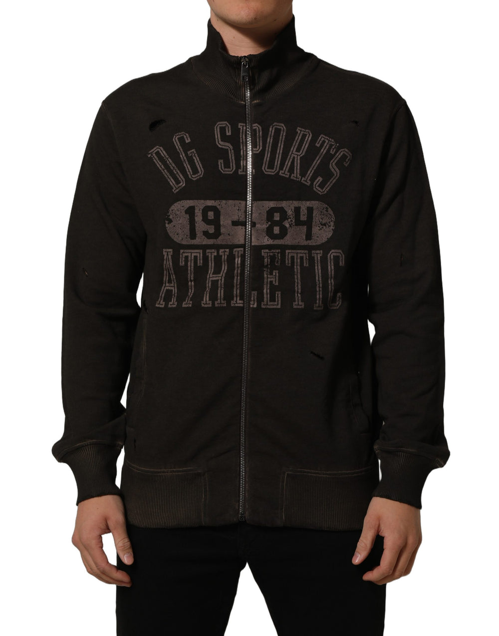 Dolce & Gabbana Cotton Full-Zip Sweatshirt in Brown