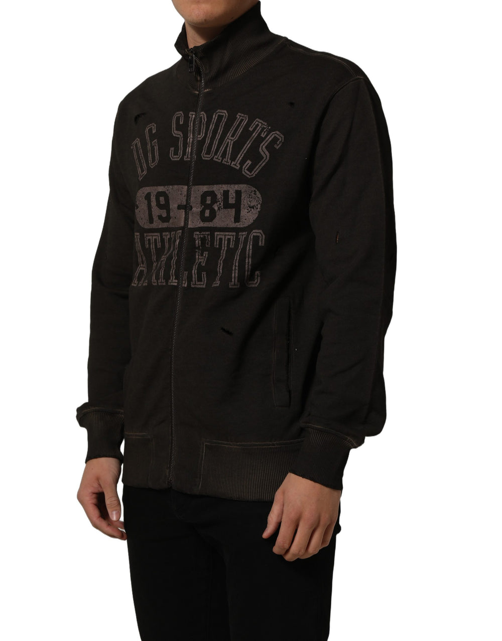 Dolce & Gabbana Cotton Full-Zip Sweatshirt in Brown
