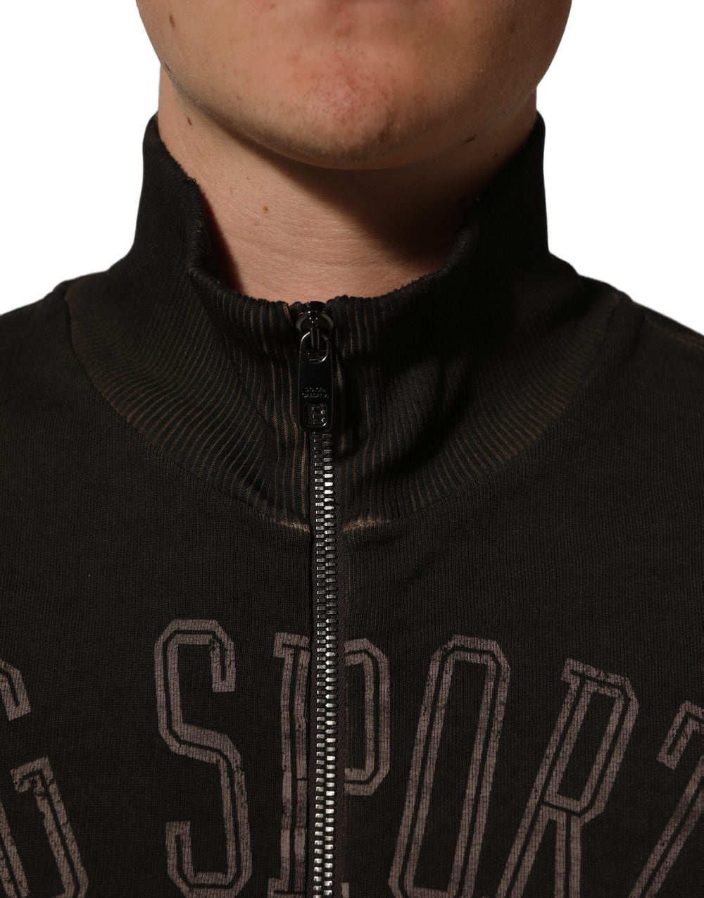 Dolce & Gabbana Cotton Full-Zip Sweatshirt in Brown