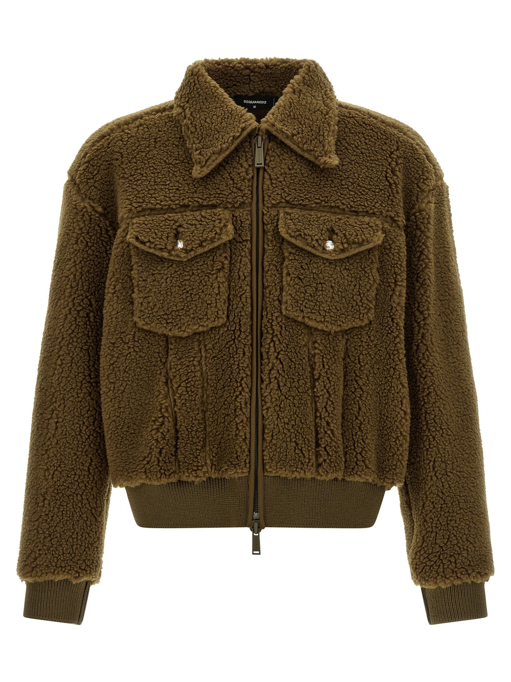 Brown Polyester Full-Length Jacket
