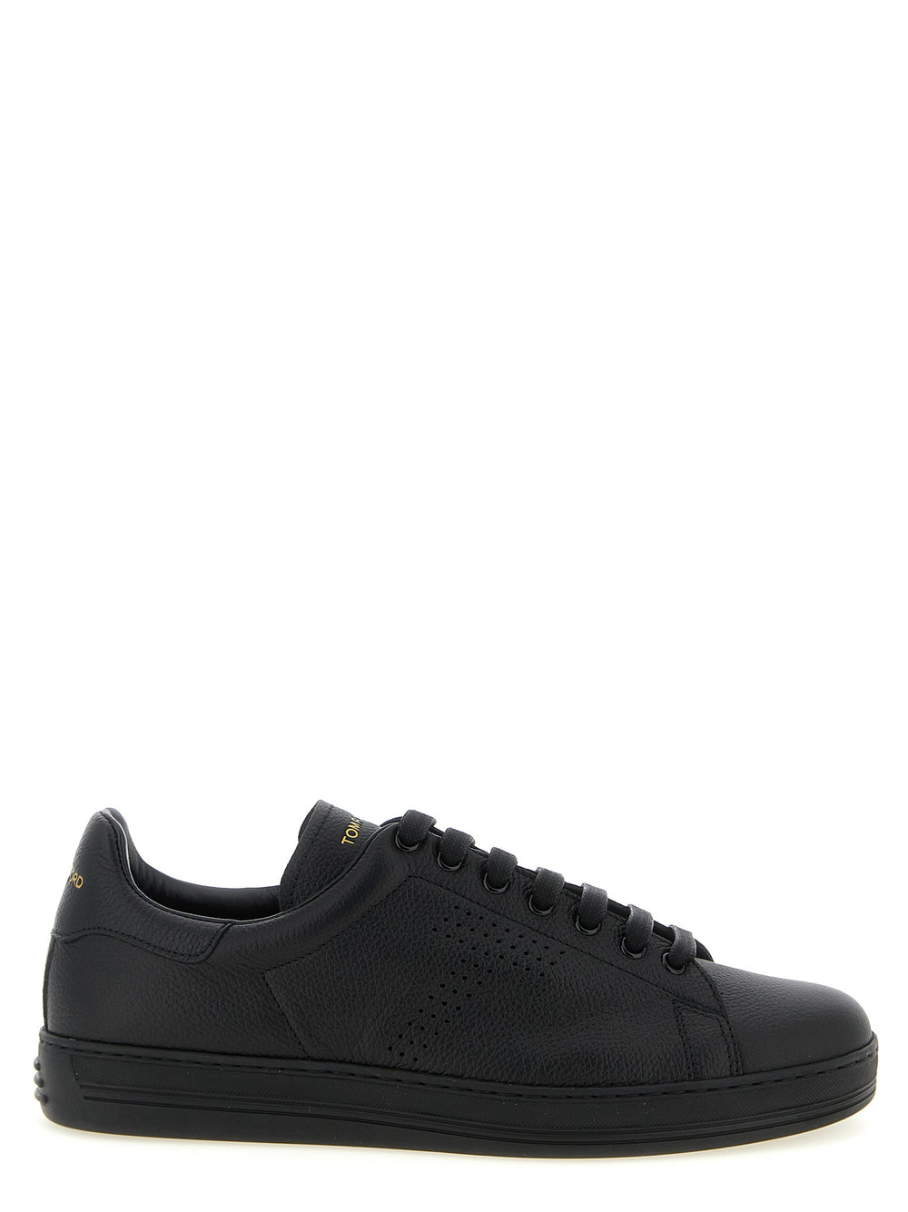 Black Leather Low Top Sneakers