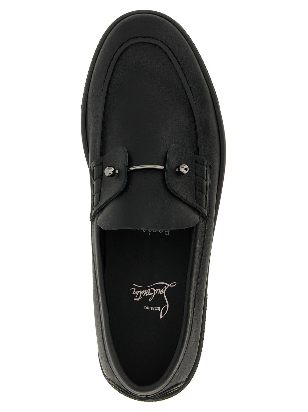Christian Louboutin Calfskin Slip-On Loafers in Black