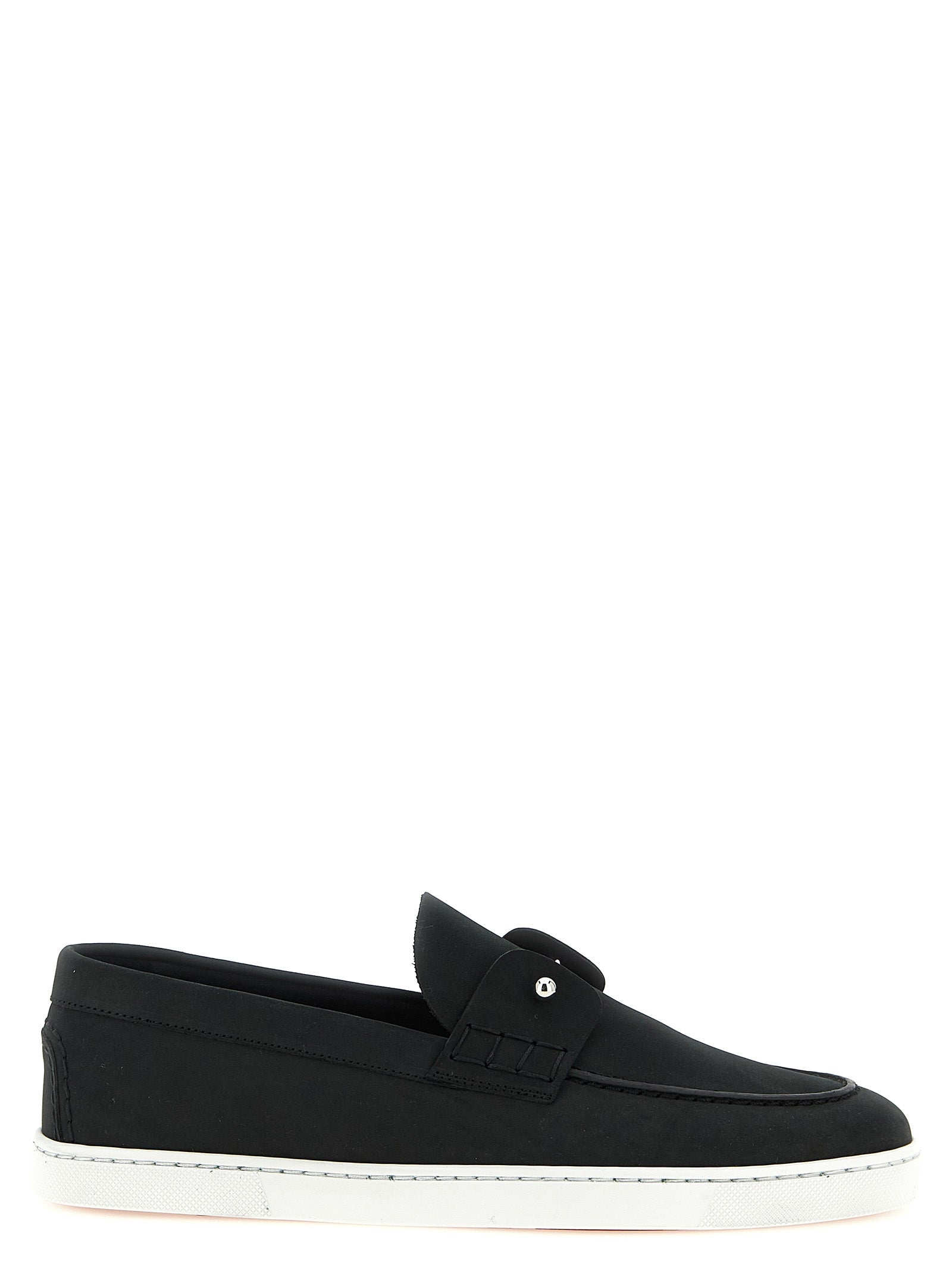 Christian Louboutin Calfskin Slip-On Loafers in Black