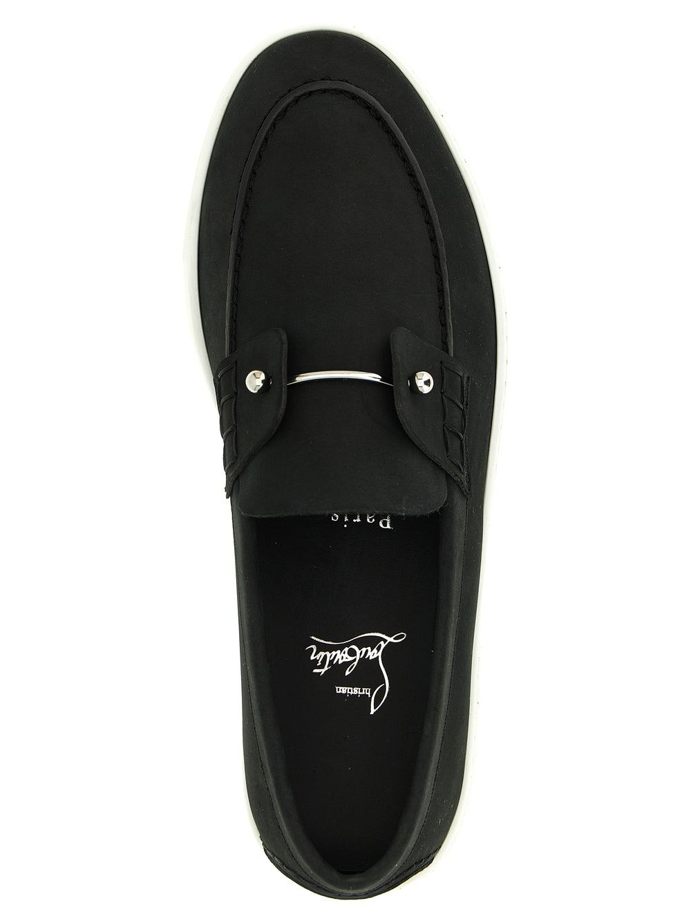 Christian Louboutin Calfskin Slip-On Loafers in Black