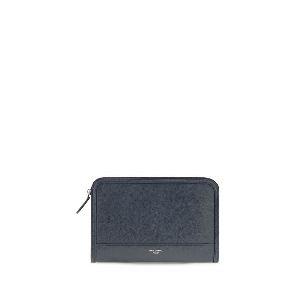 Dolce & Gabbana Calf Leather Clutch Bag in Blue