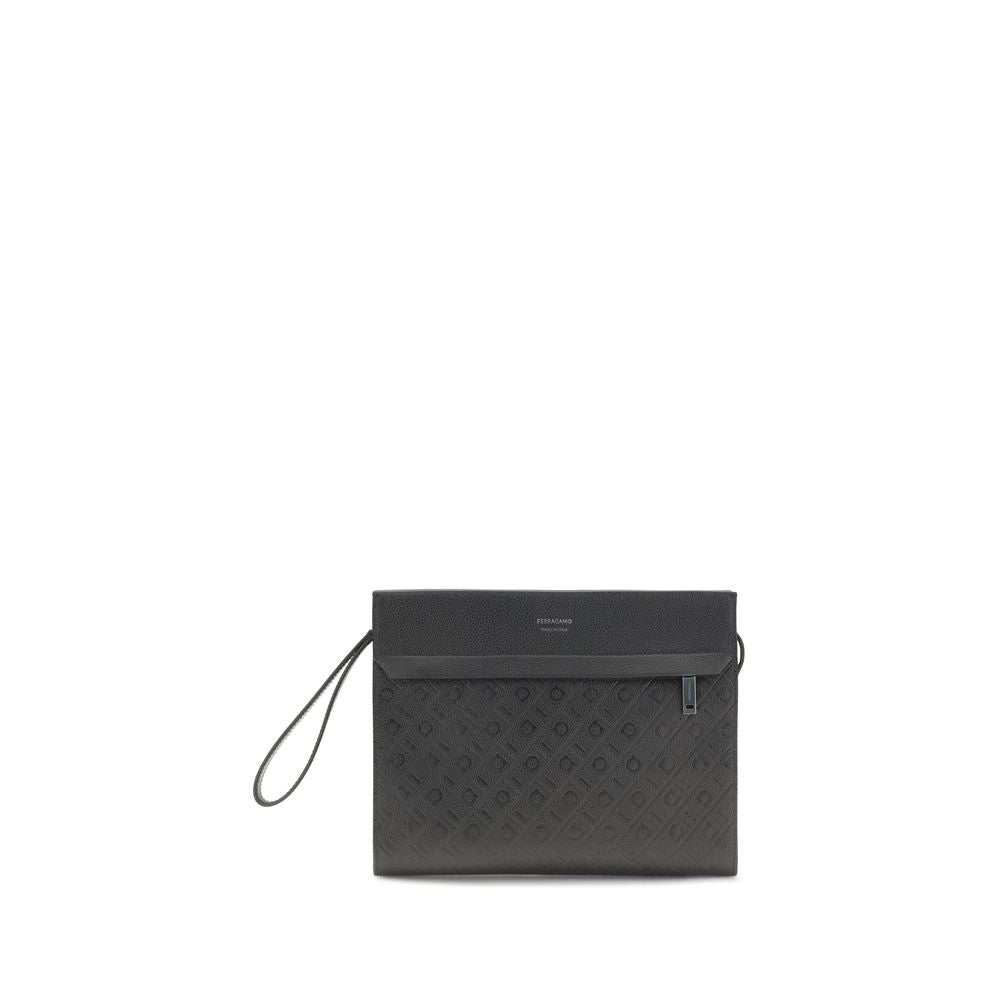 Ferragamo Calf Leather Handbag in Black