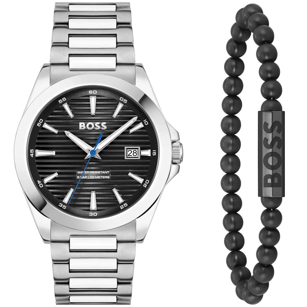 Hugo Boss Ρολόι Φορέματος από Ανοξείδωτο Ατσάλι σε Γκρι