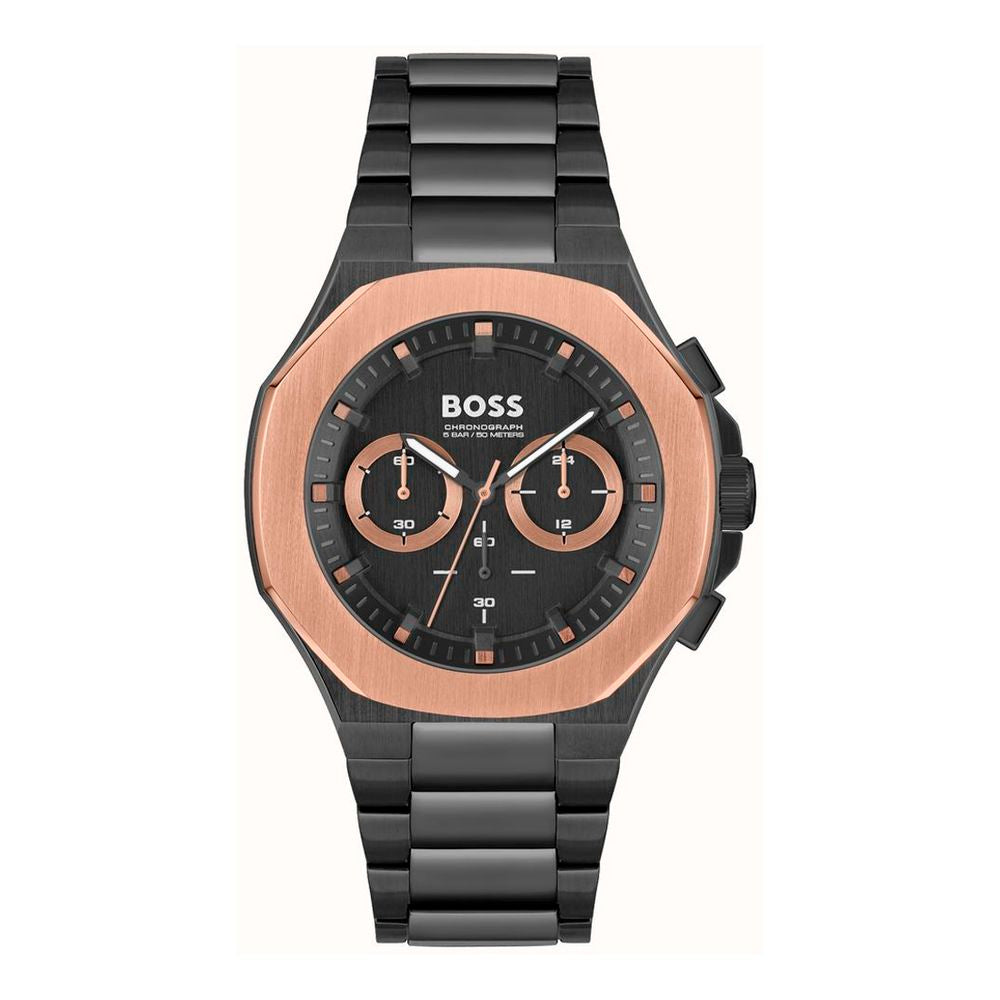 Hugo Boss Χρονογράφος από Ανοξείδωτο Ατσάλι σε Μαύρο