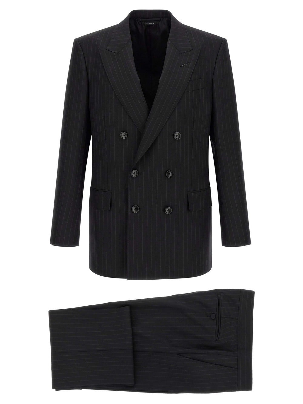 Tom Ford Double-Breasted Wool Suit in Black