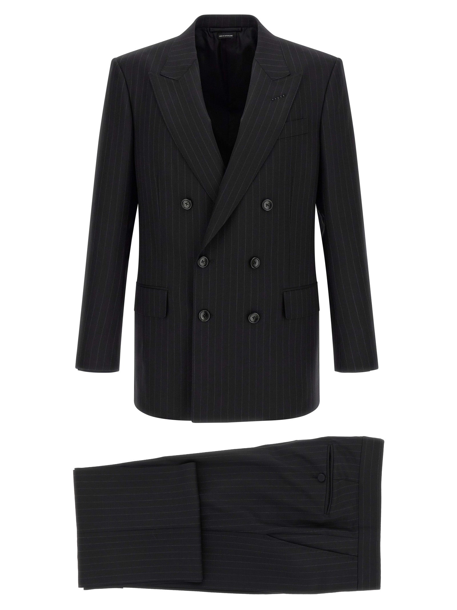 Tom Ford Double-Breasted Wool Suit in Black