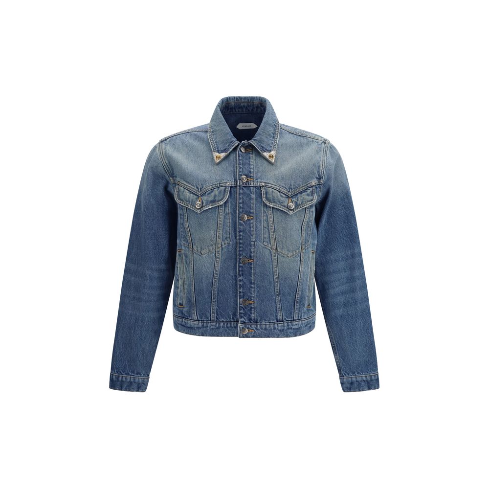 Versace Cotton Denim Jacket in Blue