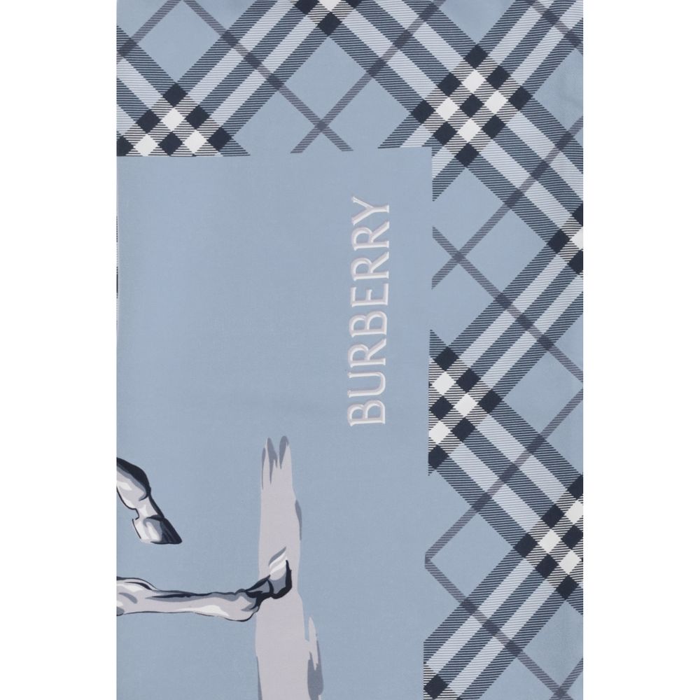 Burberry Μεταξωτό Κασκόλ Ιππότης Αρχείου σε Μπλε