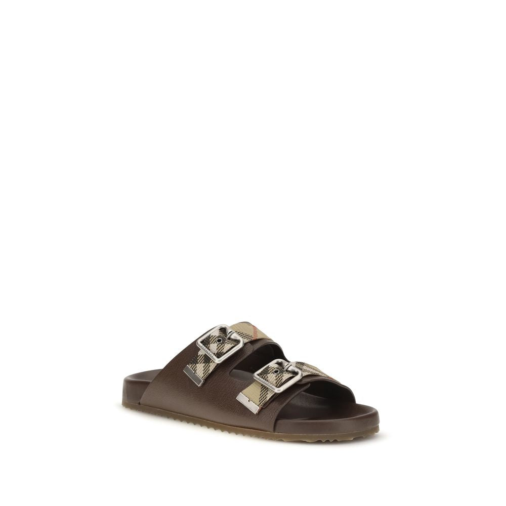 Burberry Goatskin Flat Sandals in Brown