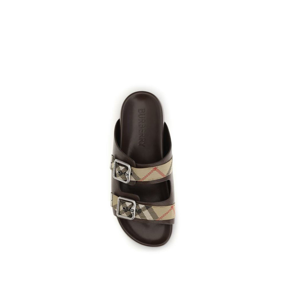 Burberry Goatskin Flat Sandals in Brown