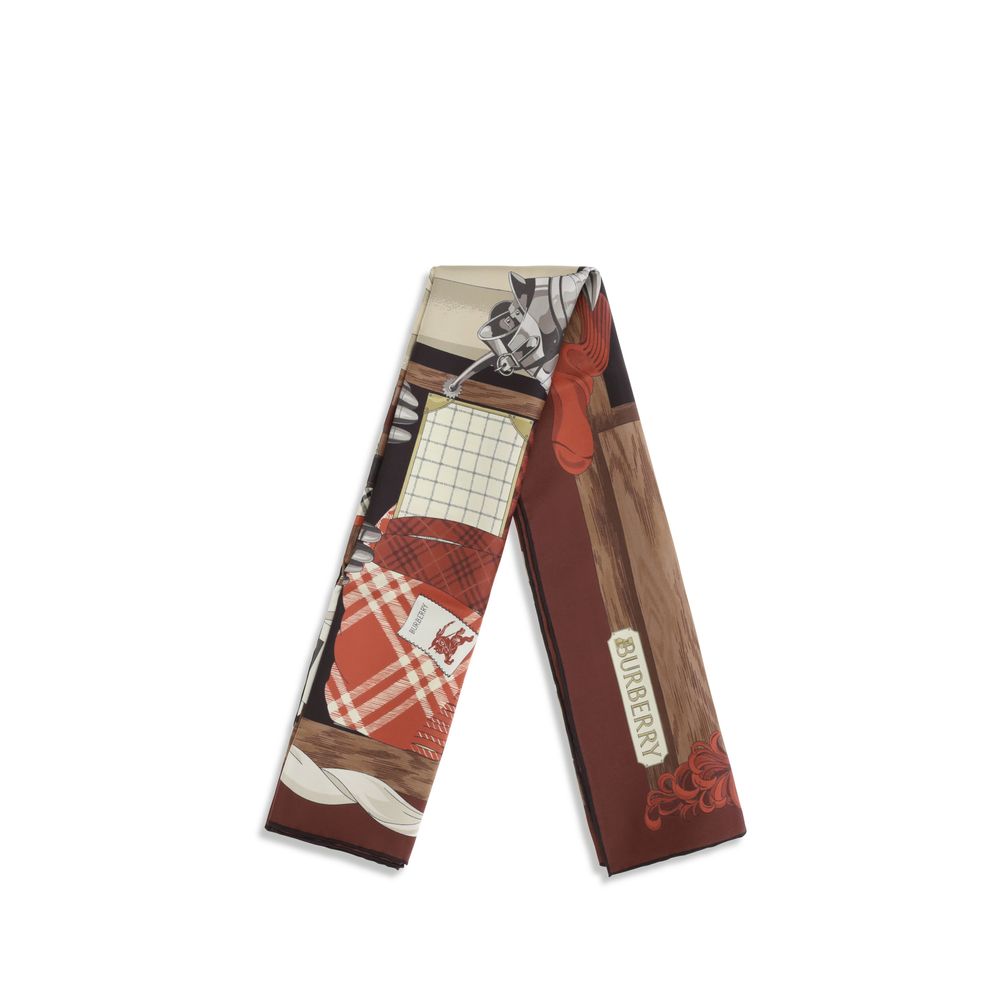 Burberry 100% Silk Scarf in Brown