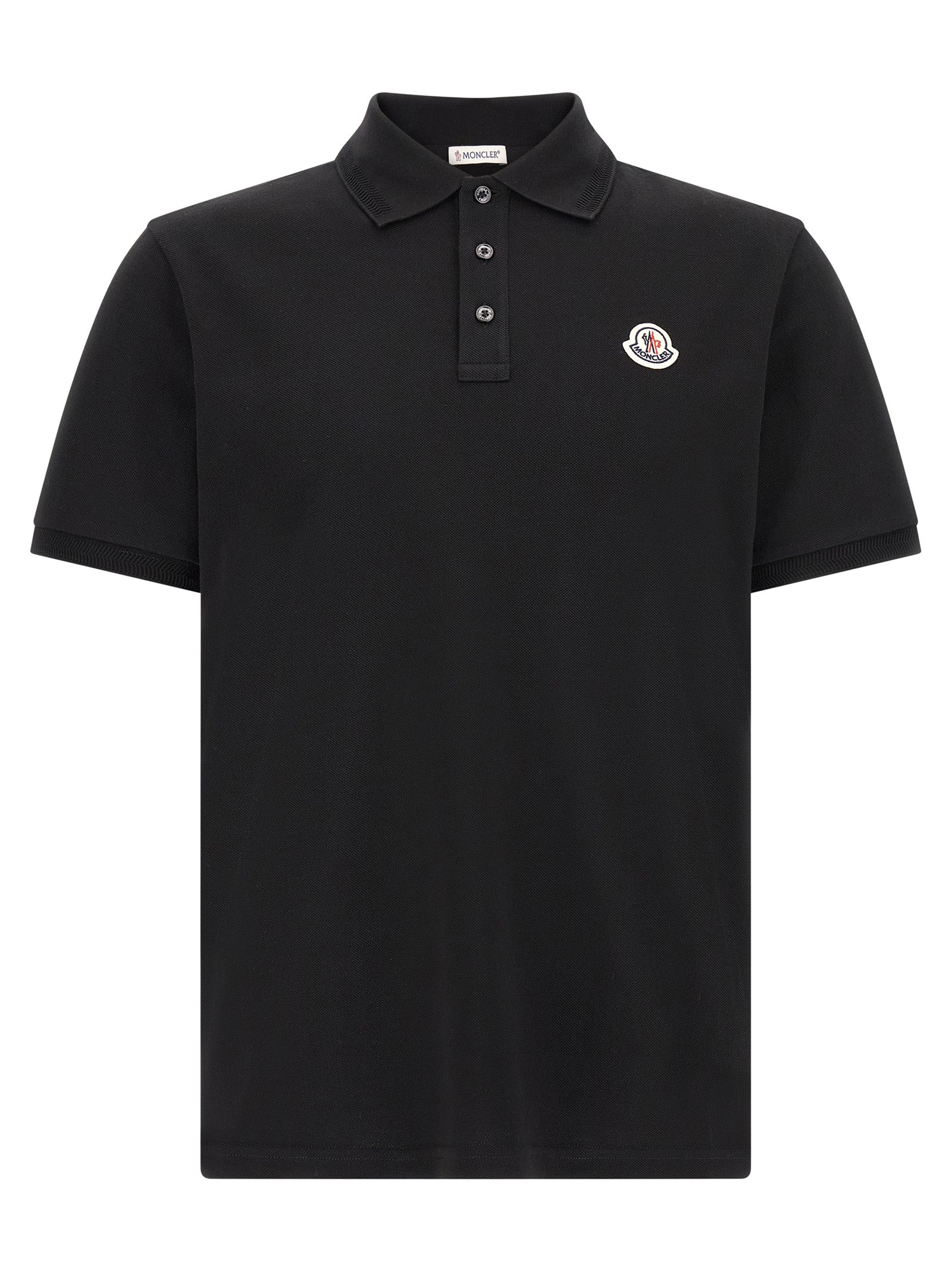 Moncler 100% Cotton Piqué Polo Shirt in Black