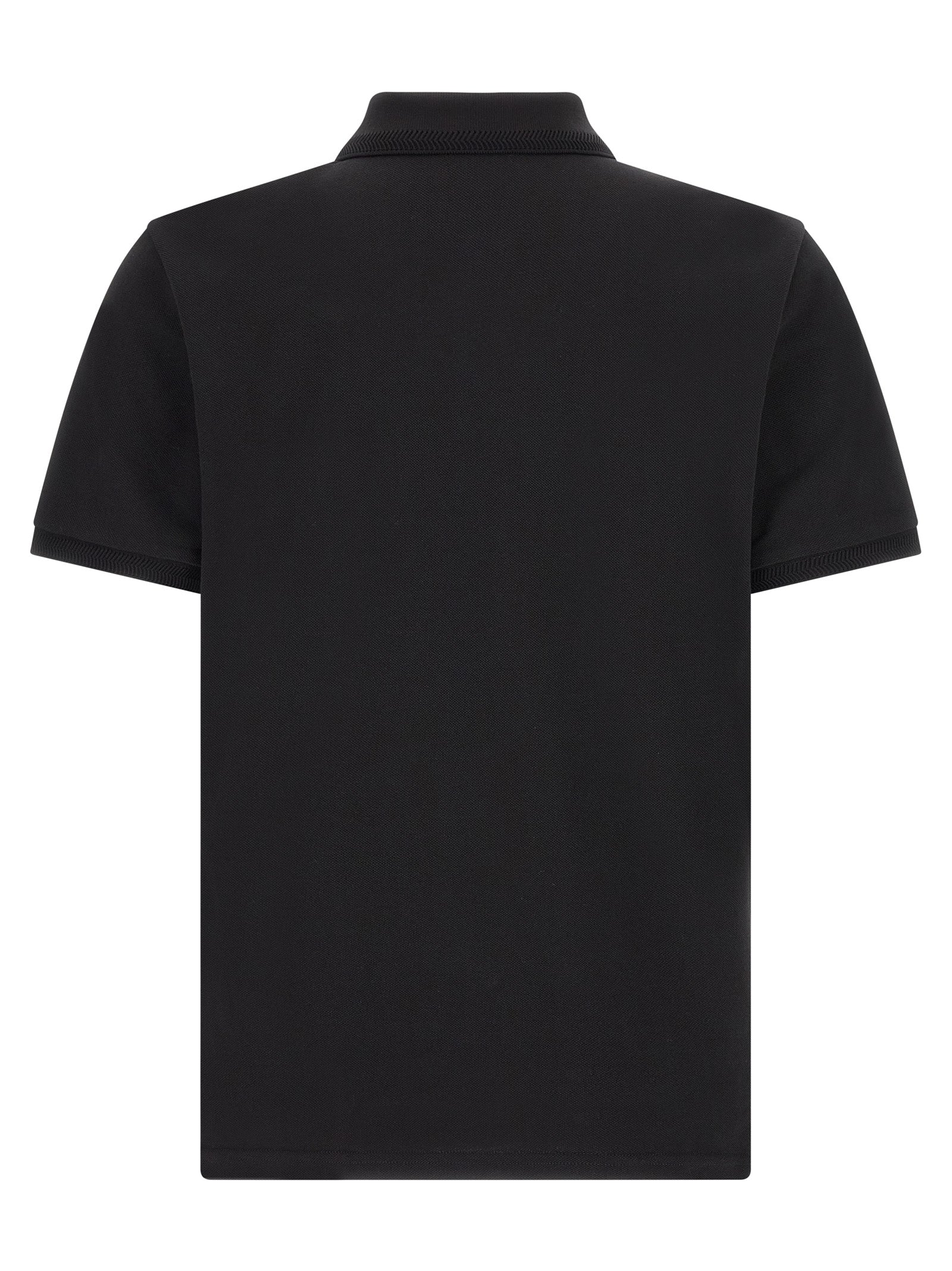 Moncler 100% Cotton Piqué Polo Shirt in Black