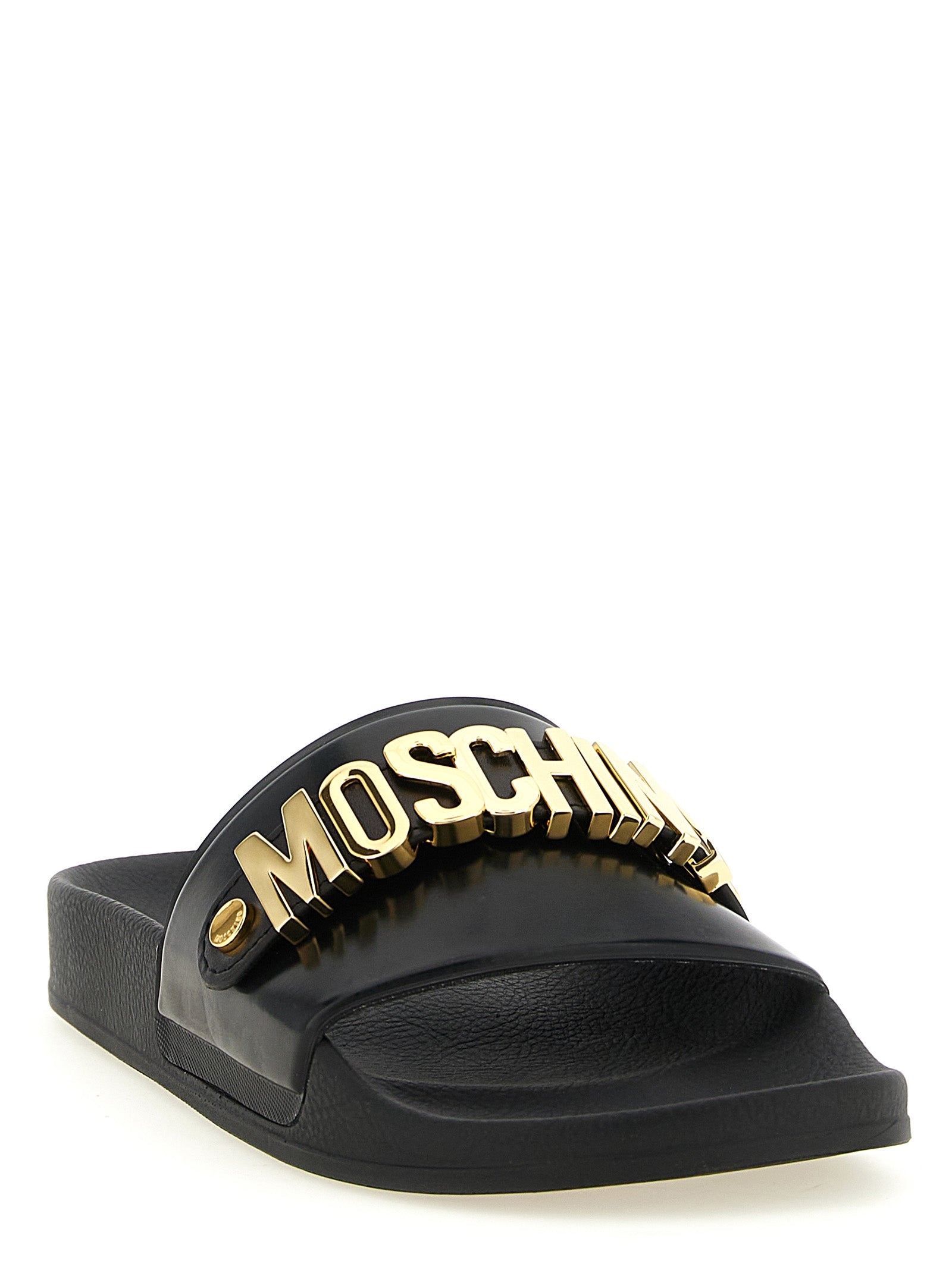 Moschino PVC Slides in Gold