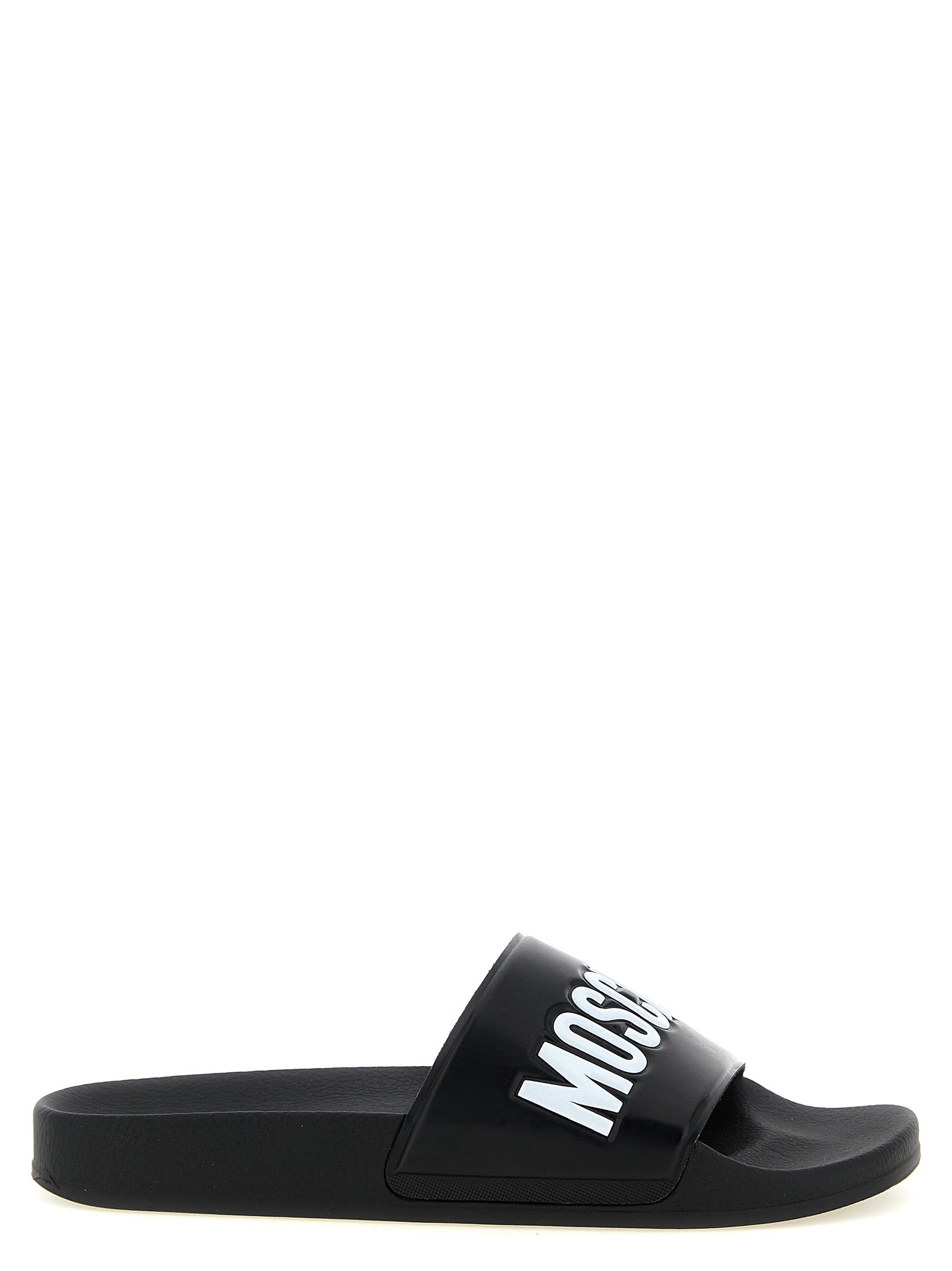 Moschino Bicolour PVC Slides in White/Black