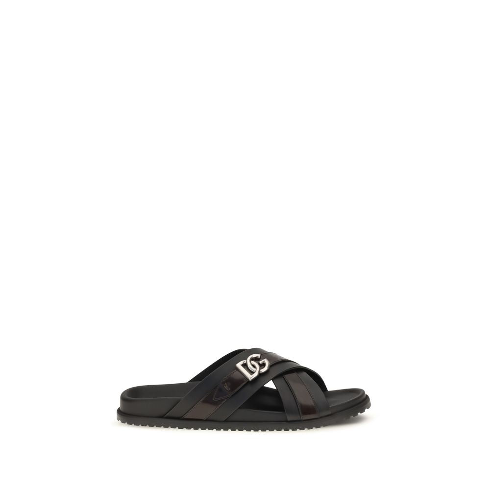 Dolce & Gabbana Calf Leather Sandals in Black