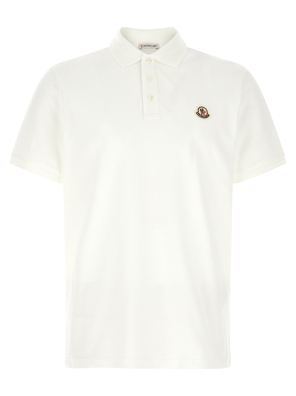 Moncler 100% Cotton Polo Shirt in White