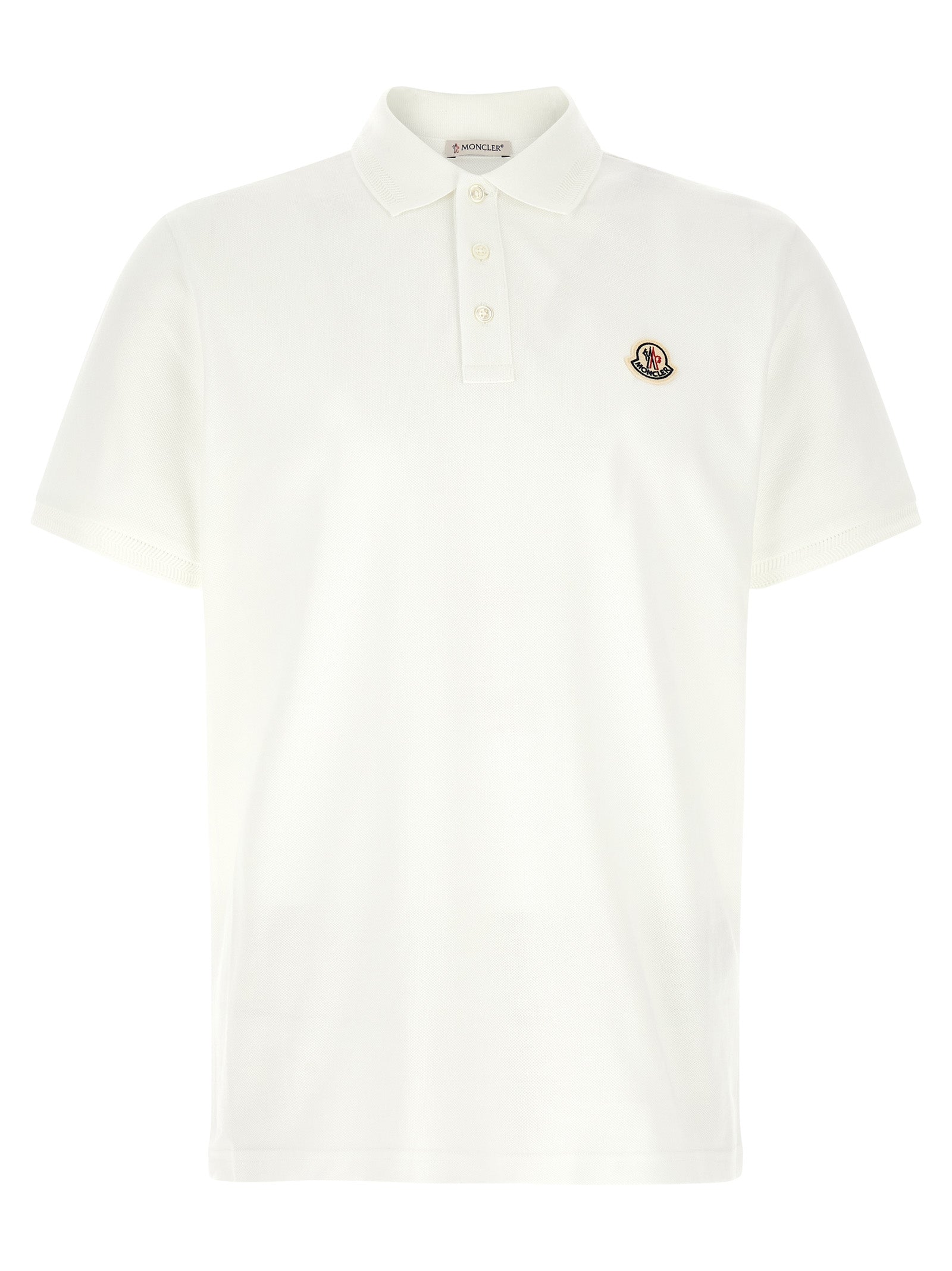 Moncler 100% Cotton Polo Shirt in White