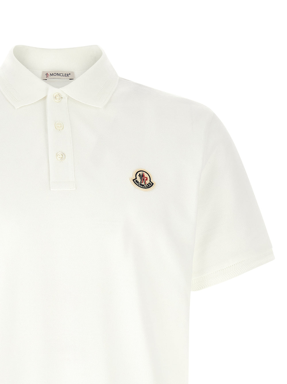 Moncler 100% Cotton Polo Shirt in White