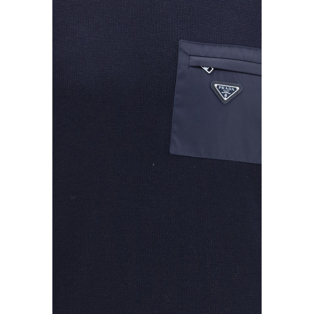 Prada 100% Wool Crew-Neck Sweater in Blue