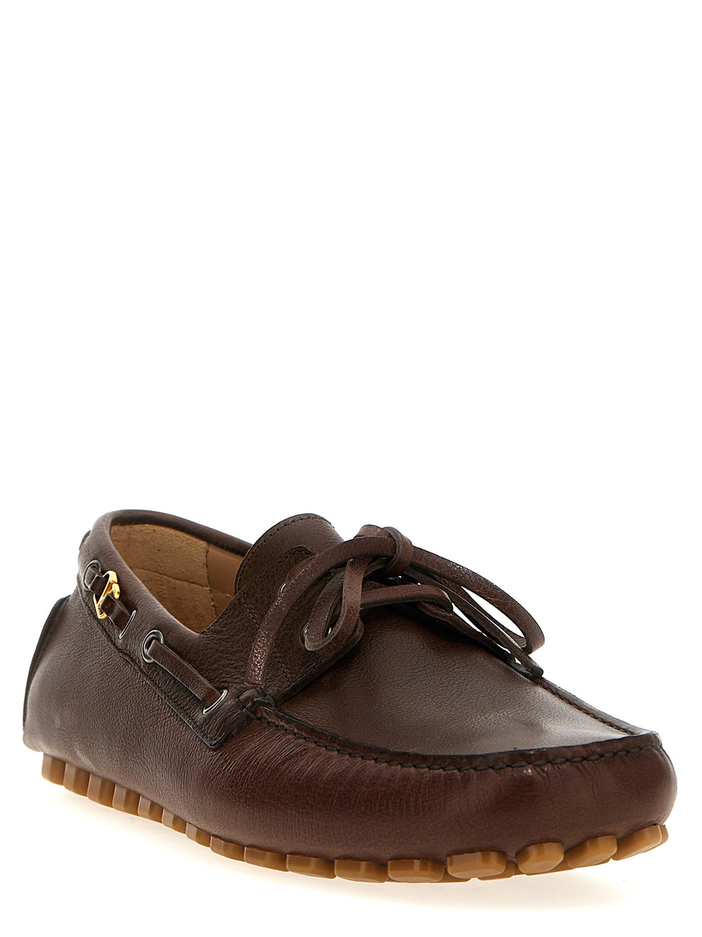 Valentino Garavani Buffalo Leather Slip-On Loafers in Brown