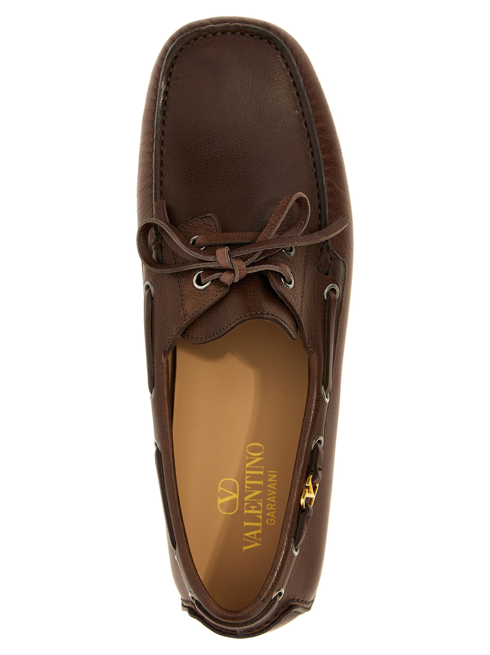 Valentino Garavani Buffalo Leather Slip-On Loafers in Brown