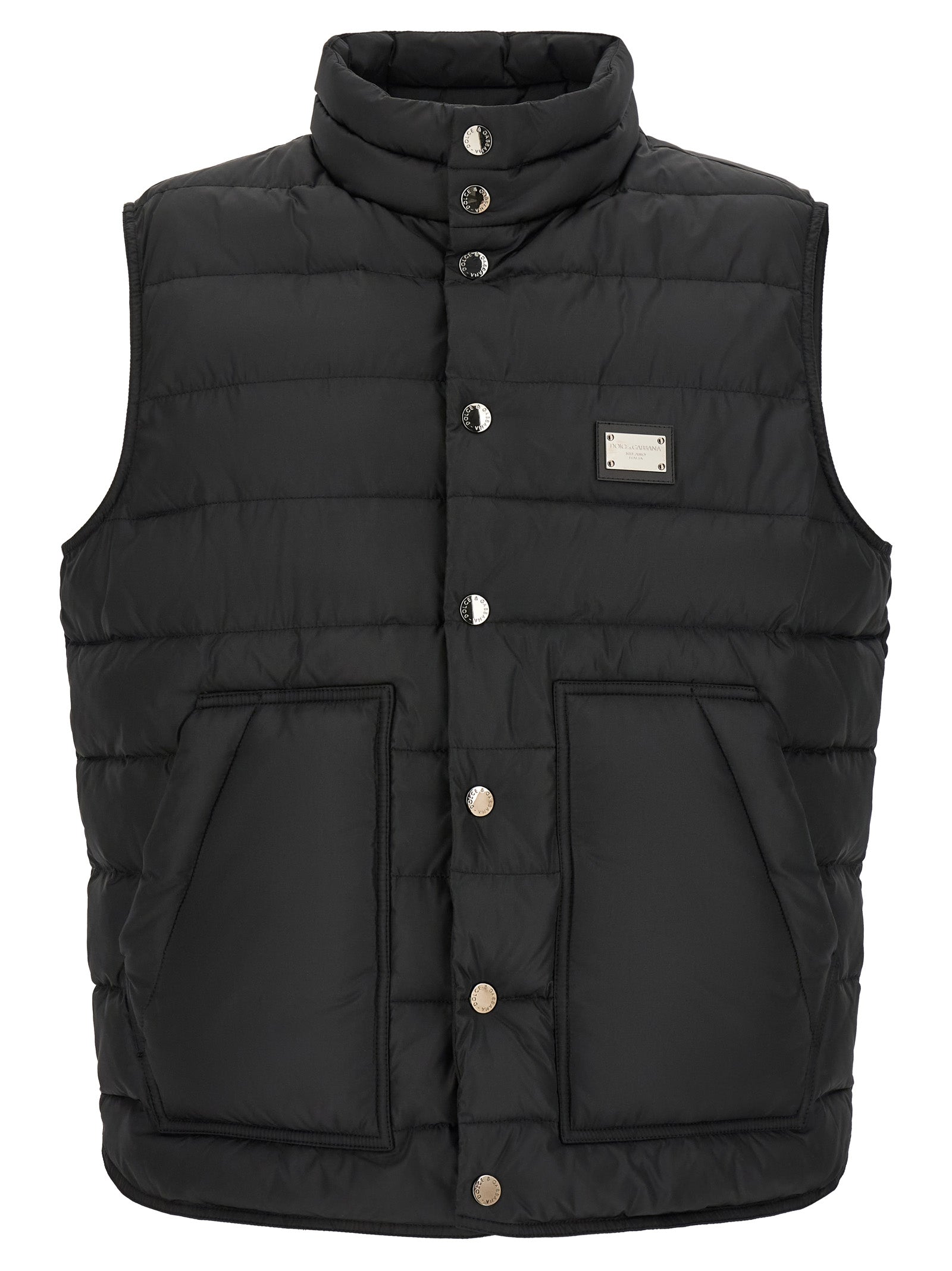 Dolce & Gabbana 100% Polyester Sleeveless Jacket in Black