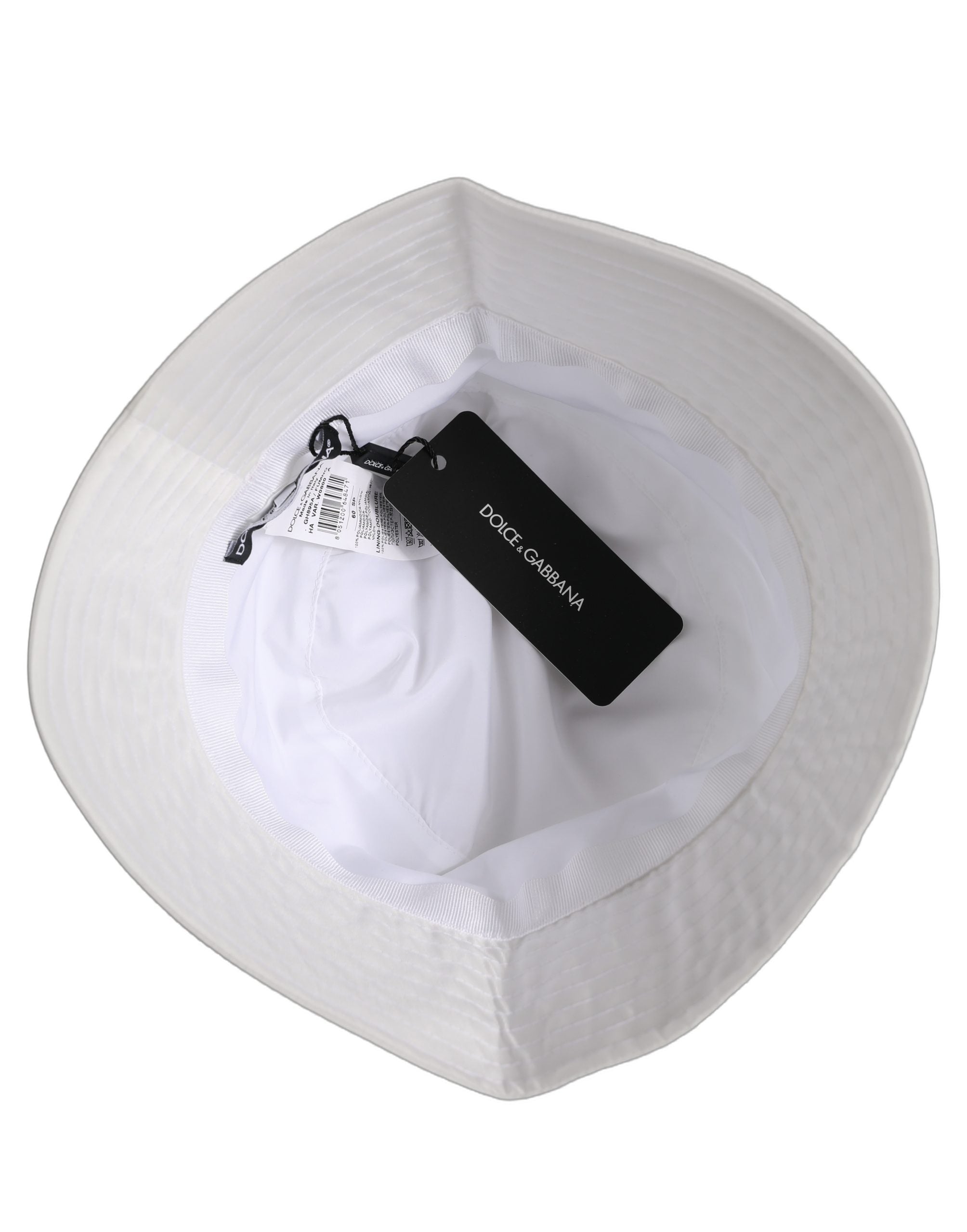 Dolce & Gabbana 100% Nylon Wide Brim Bucket Hat in White