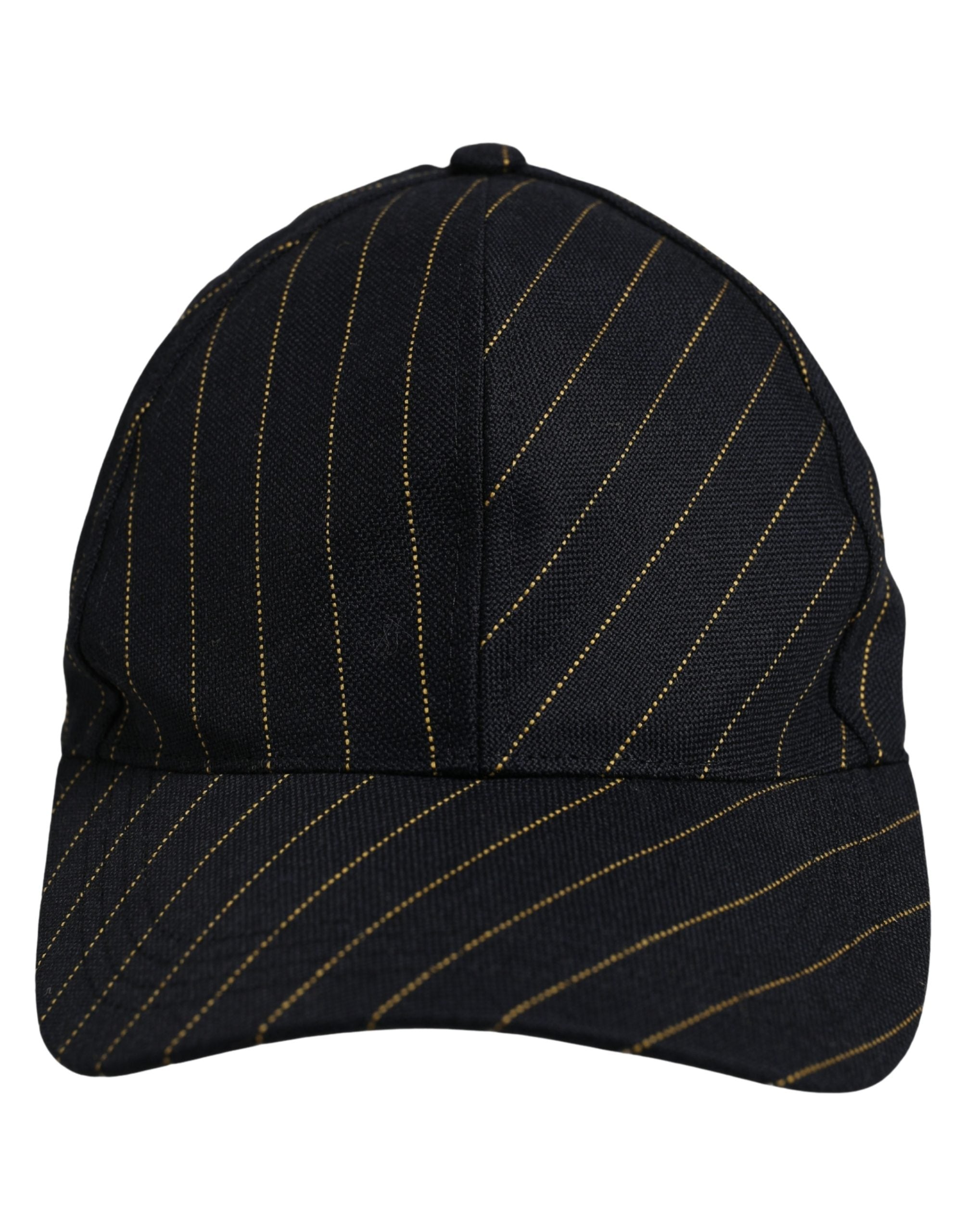 Dolce & Gabbana Cotton Baseball Cap in Black with Gold Pinstripes