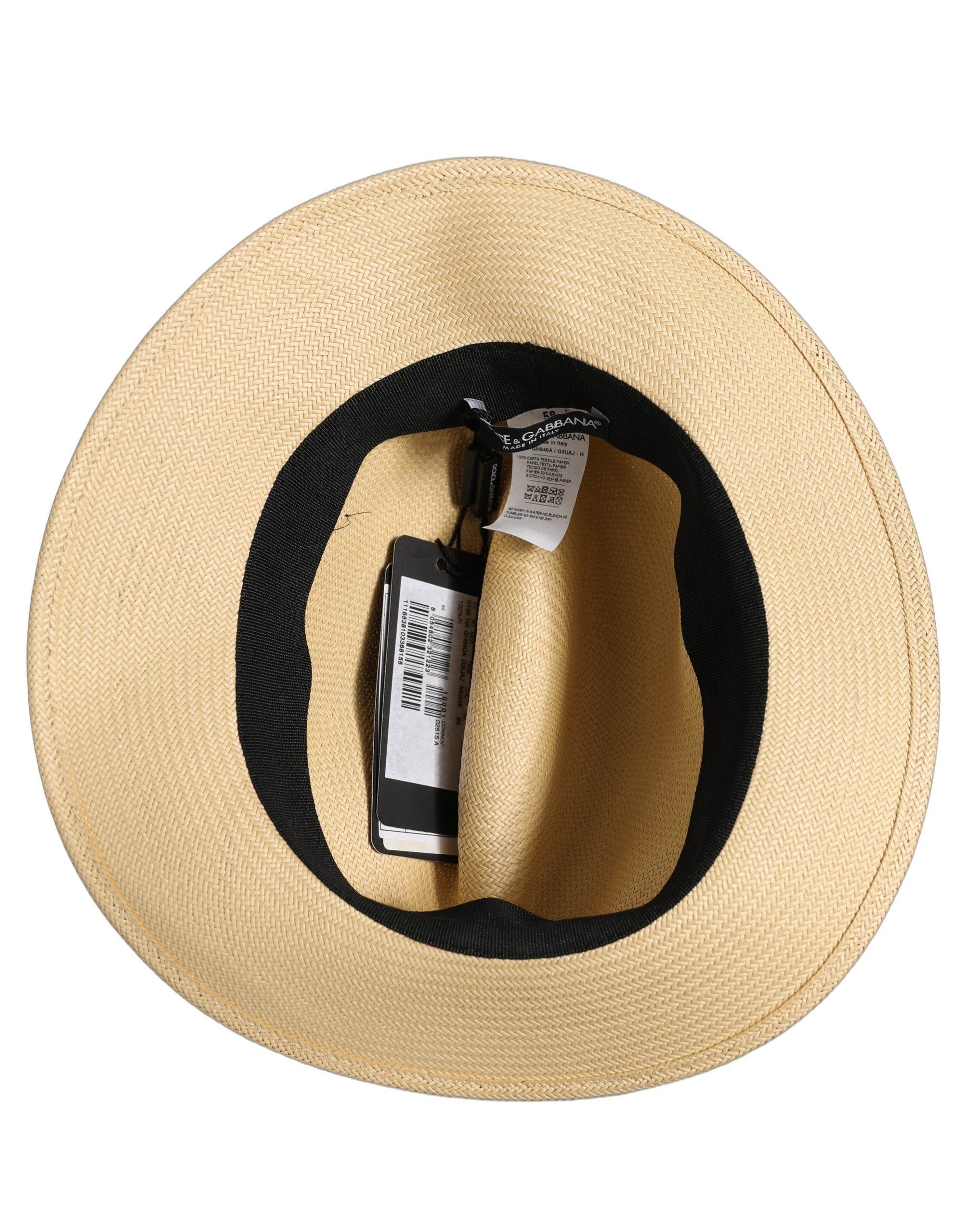 Dolce & Gabbana Paper Straw Panama Hat in Beige